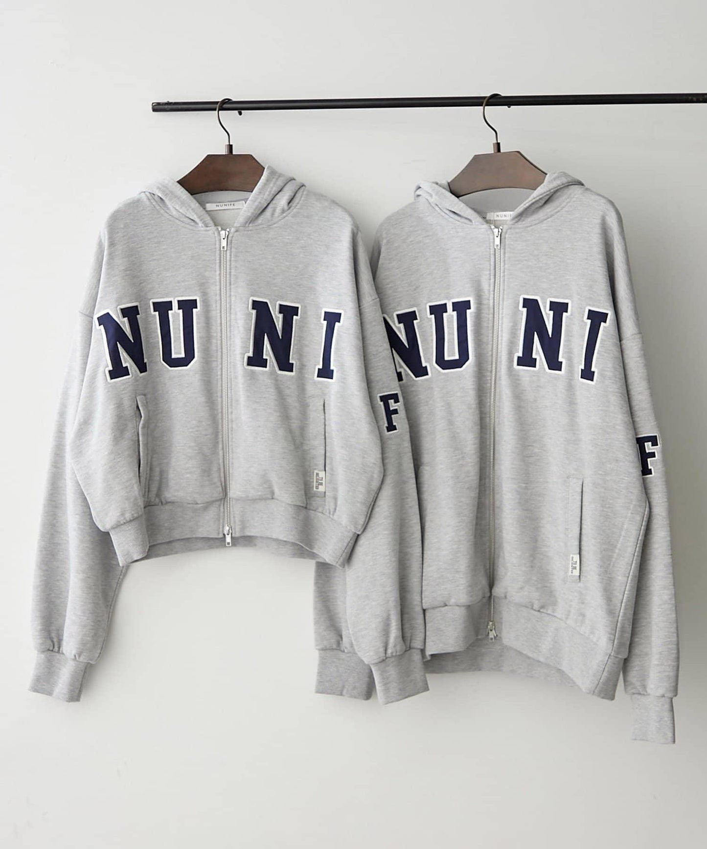 【NUNIFE】【可選2種長度】大字母印花連帽衛衣