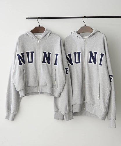 【NUNIFE】【可選2種長度】大字母印花連帽衛衣