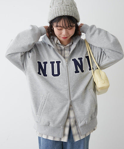 【NUNIFE】【可選2種長度】大字母印花連帽衛衣