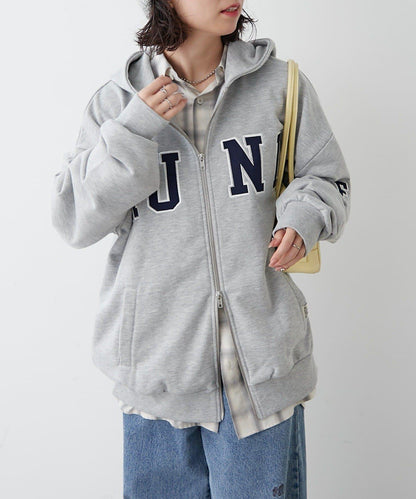 【NUNIFE】【可選2種長度】大字母印花連帽衛衣