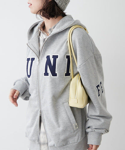 【NUNIFE】【可選2種長度】大字母印花連帽衛衣