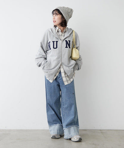【NUNIFE】【可選2種長度】大字母印花連帽衛衣