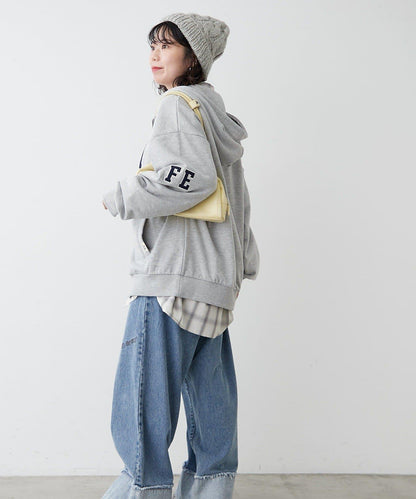 【NUNIFE】【可選2種長度】大字母印花連帽衛衣