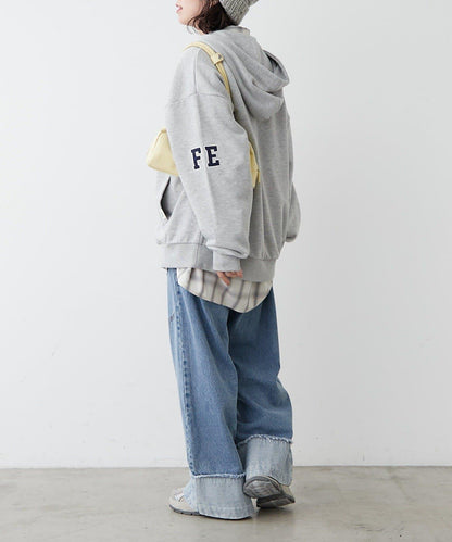 【NUNIFE】【可選2種長度】大字母印花連帽衛衣