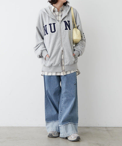 【NUNIFE】【可選2種長度】大字母印花連帽衛衣