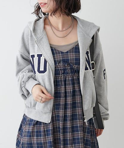 【NUNIFE】【可選2種長度】大字母印花連帽衛衣