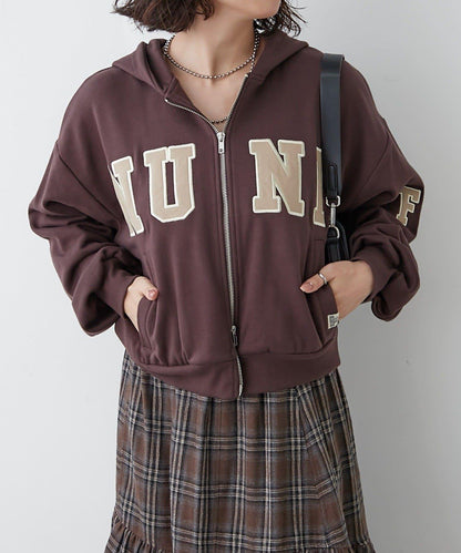 【NUNIFE】【可選2種長度】大字母印花連帽衛衣