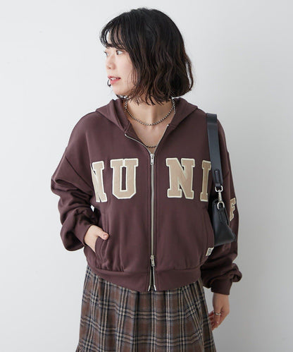 【NUNIFE】【可選2種長度】大字母印花連帽衛衣