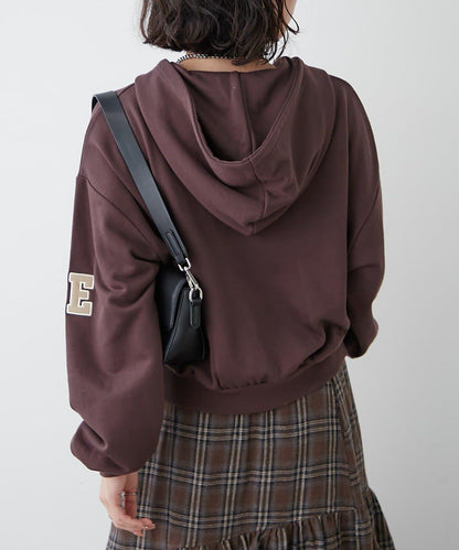 【NUNIFE】【可選2種長度】大字母印花連帽衛衣