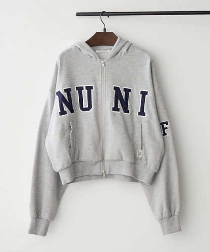 【NUNIFE】【可選2種長度】大字母印花連帽衛衣