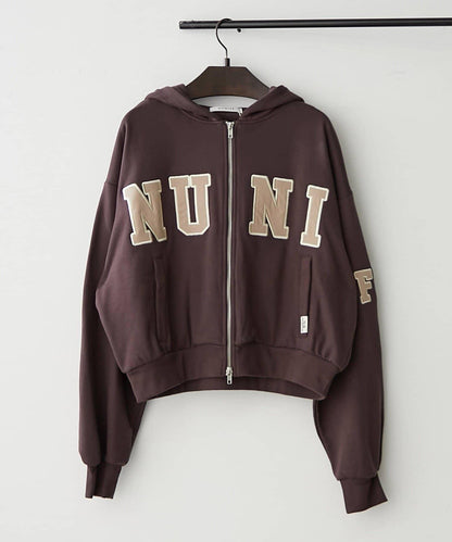 【NUNIFE】【可選2種長度】大字母印花連帽衛衣