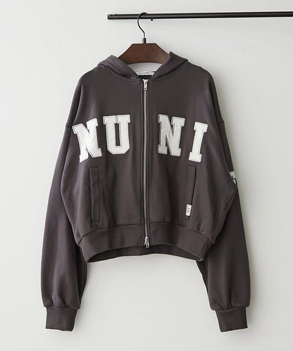 【NUNIFE】【可選2種長度】大字母印花連帽衛衣