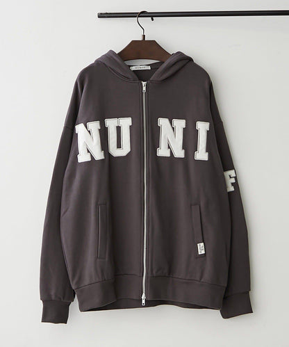 【NUNIFE】【可選2種長度】大字母印花連帽衛衣