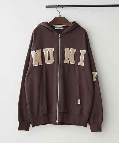 【NUNIFE】【可選2種長度】大字母印花連帽衛衣