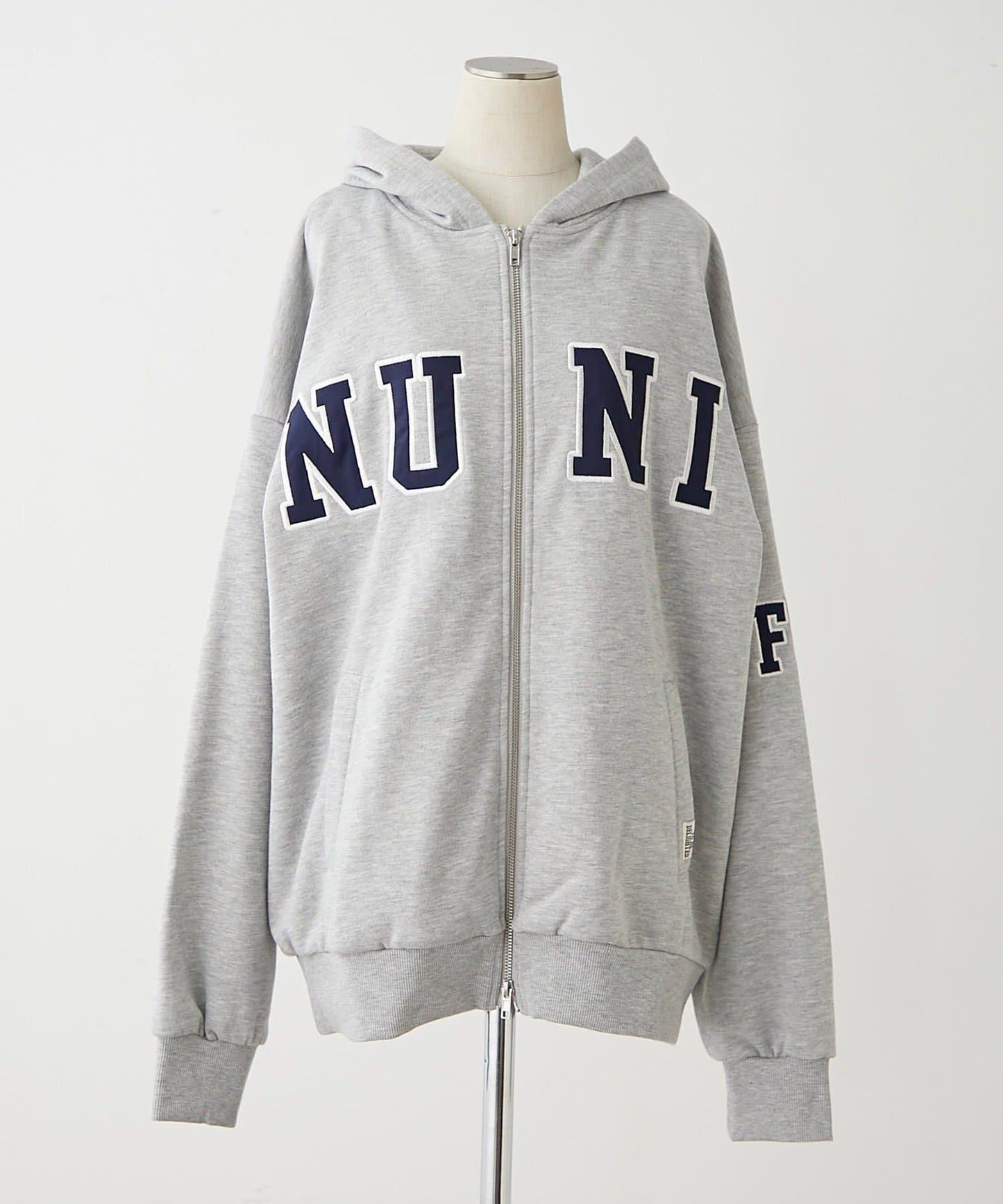 【NUNIFE】【可選2種長度】大字母印花連帽衛衣