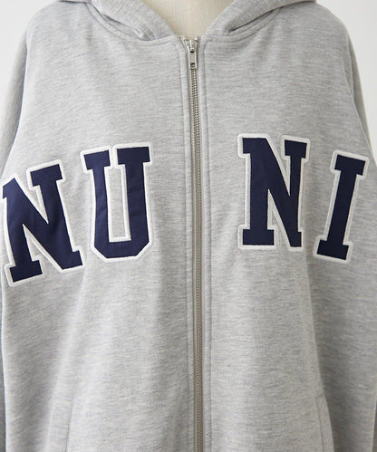 【NUNIFE】【可選2種長度】大字母印花連帽衛衣