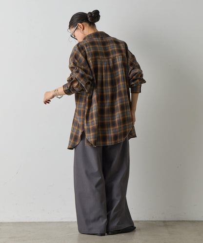 【AW】輕法蘭絨格紋寬鬆襯衫