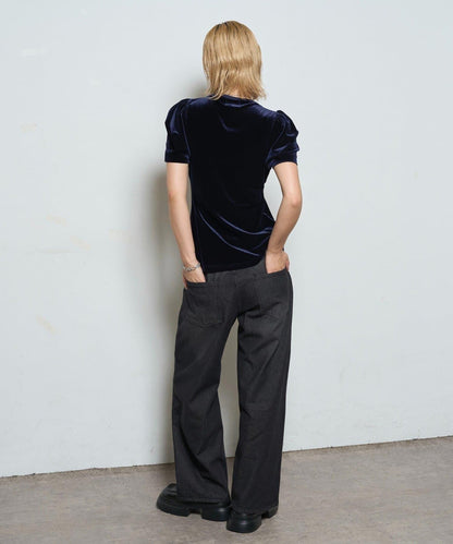 【WHO'S WHO gallery】泡泡袖褶皺天鵝絨上衣