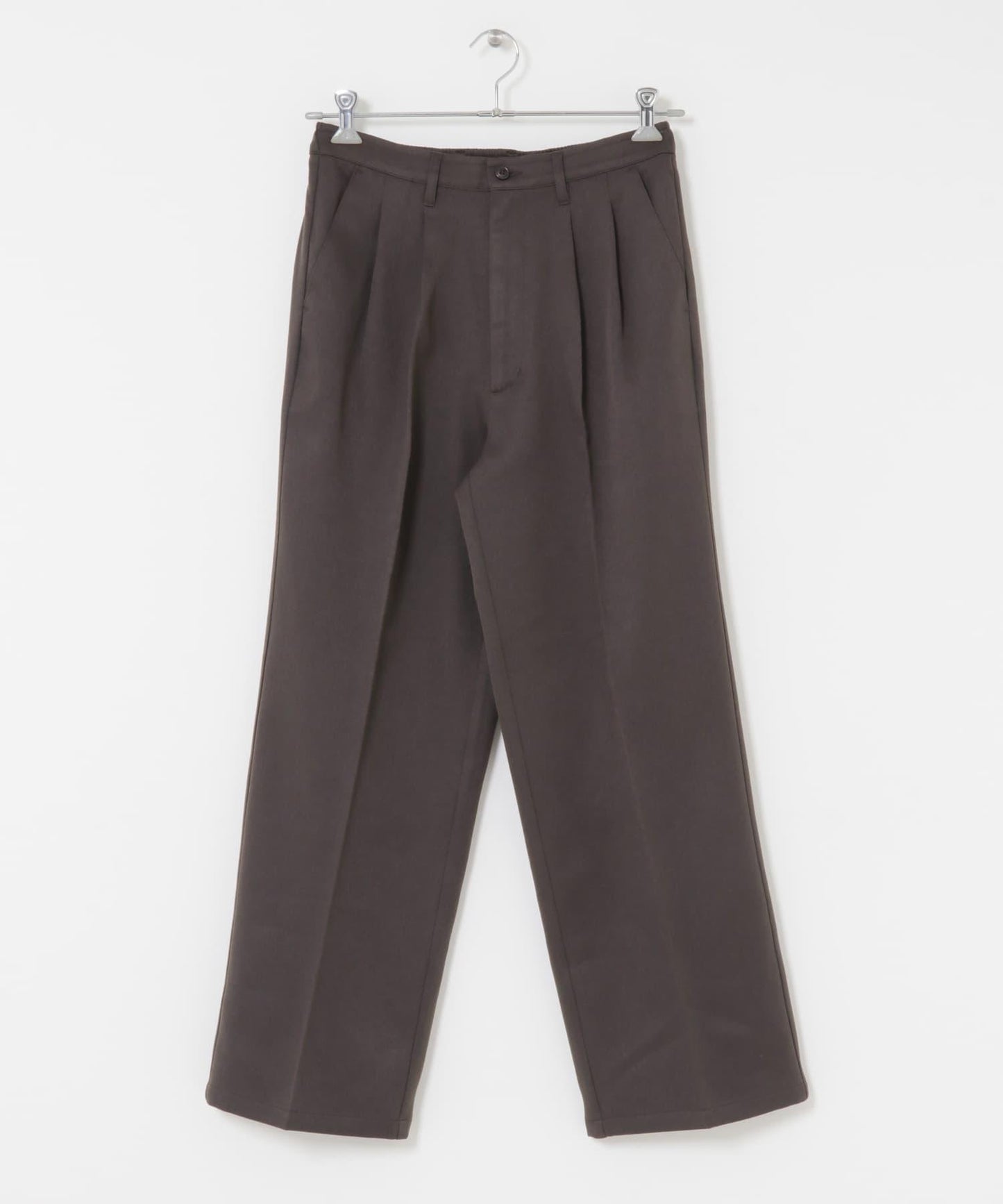 羊毛感雙褶寬腿褲