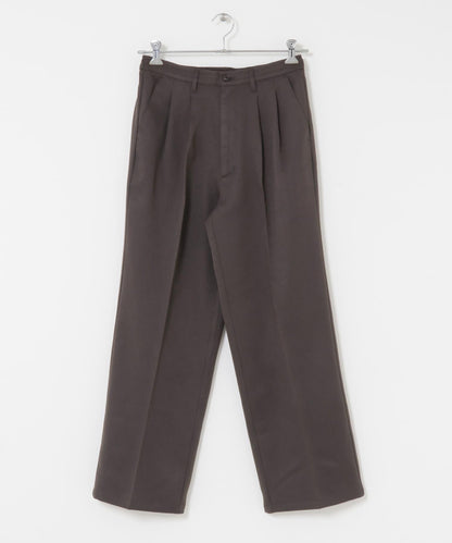 羊毛感雙褶寬腿褲