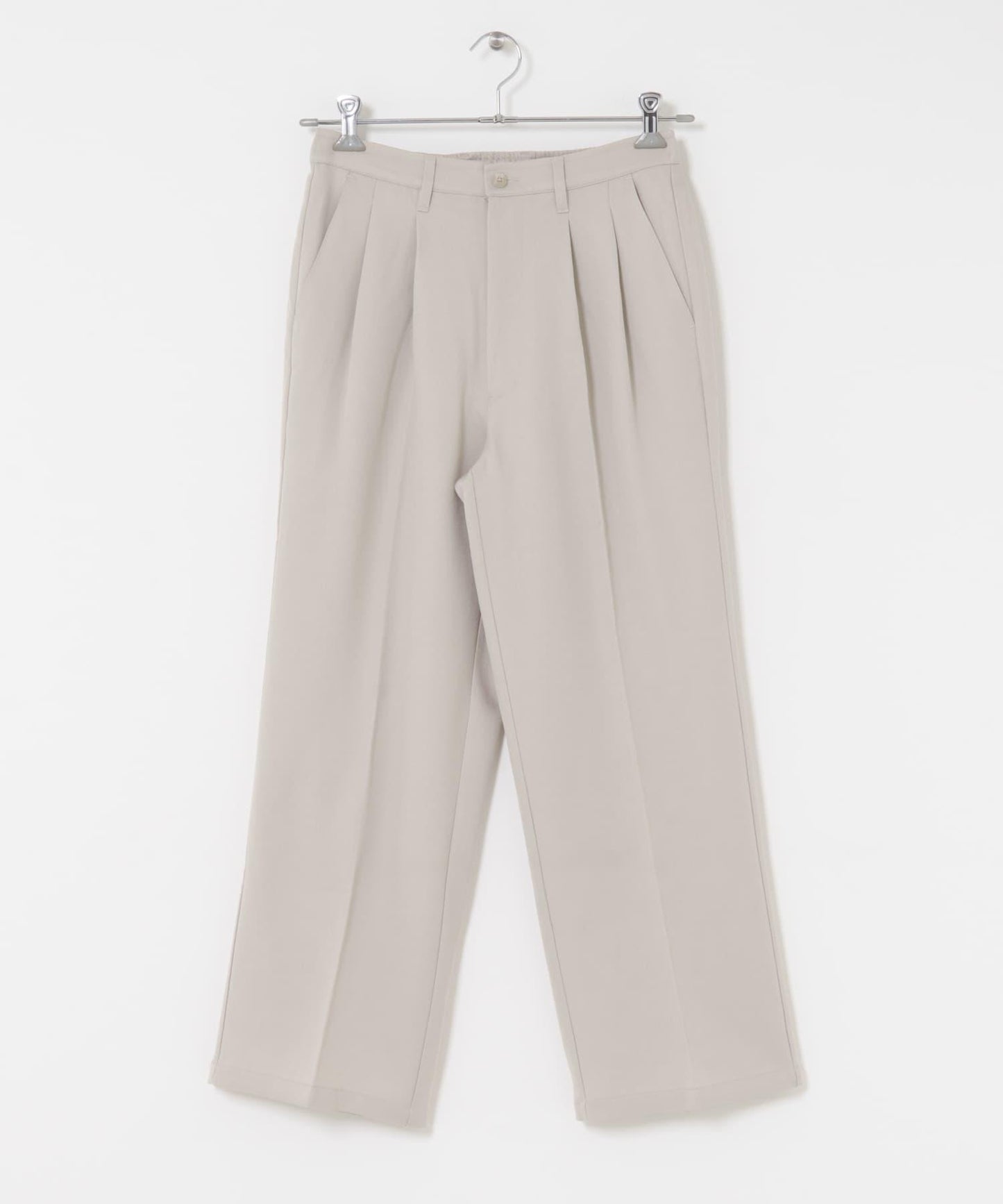 羊毛感雙褶寬腿褲