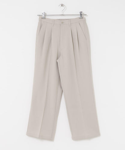 羊毛感雙褶寬腿褲