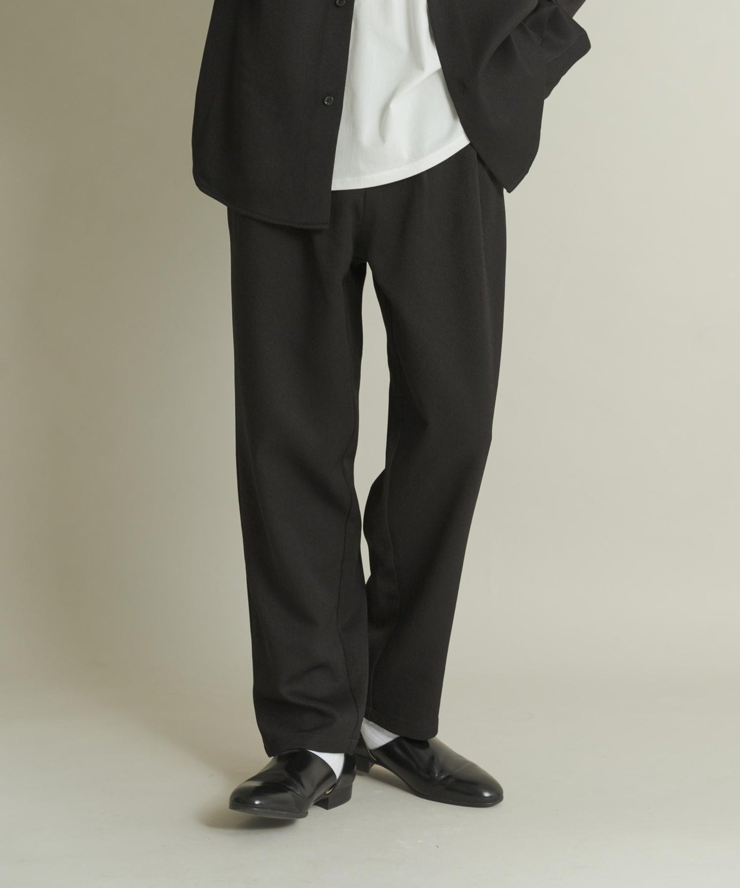 羊毛感雙褶錐形褲