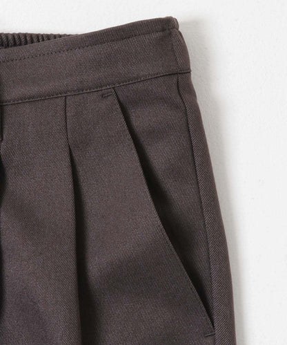 羊毛感雙褶寬腿褲