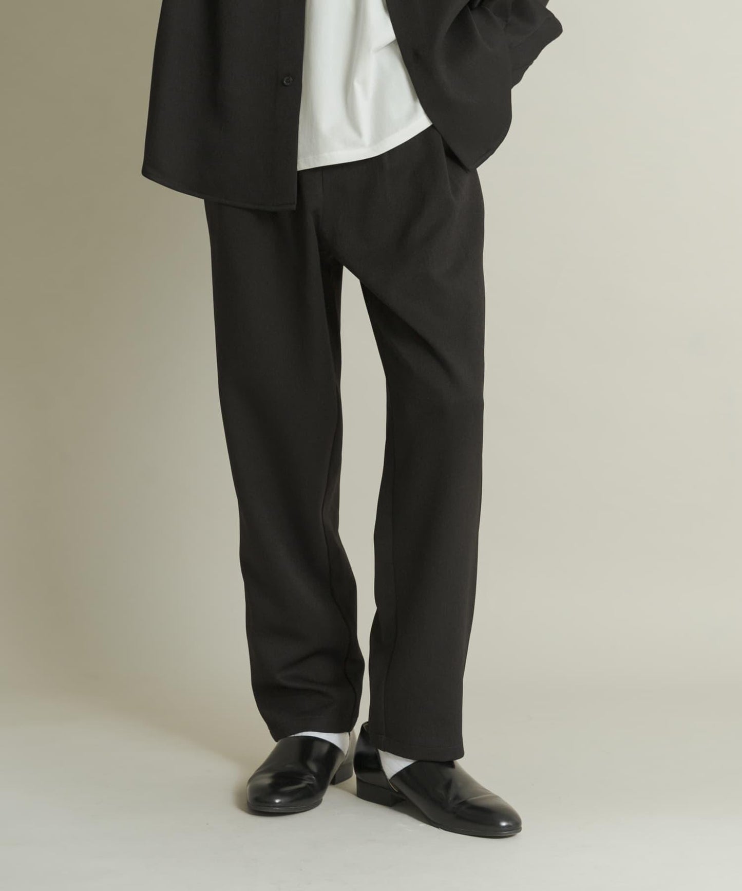 羊毛感雙褶錐形褲