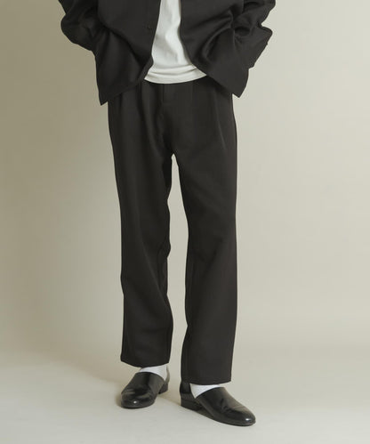 羊毛感雙褶錐形褲