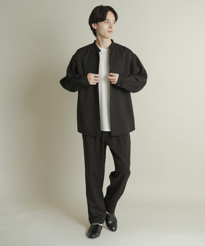 羊毛感雙褶錐形褲