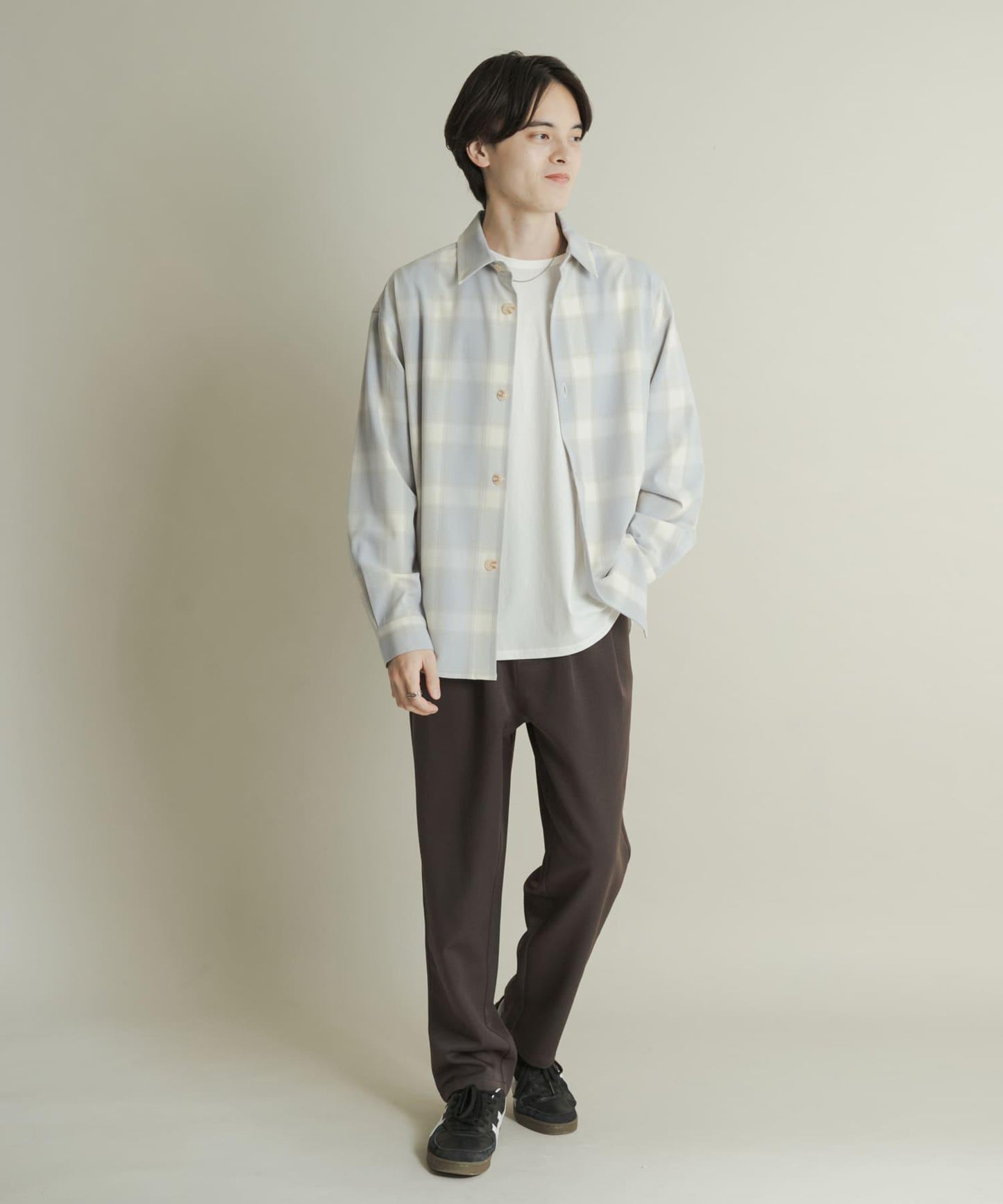 羊毛感雙褶錐形褲