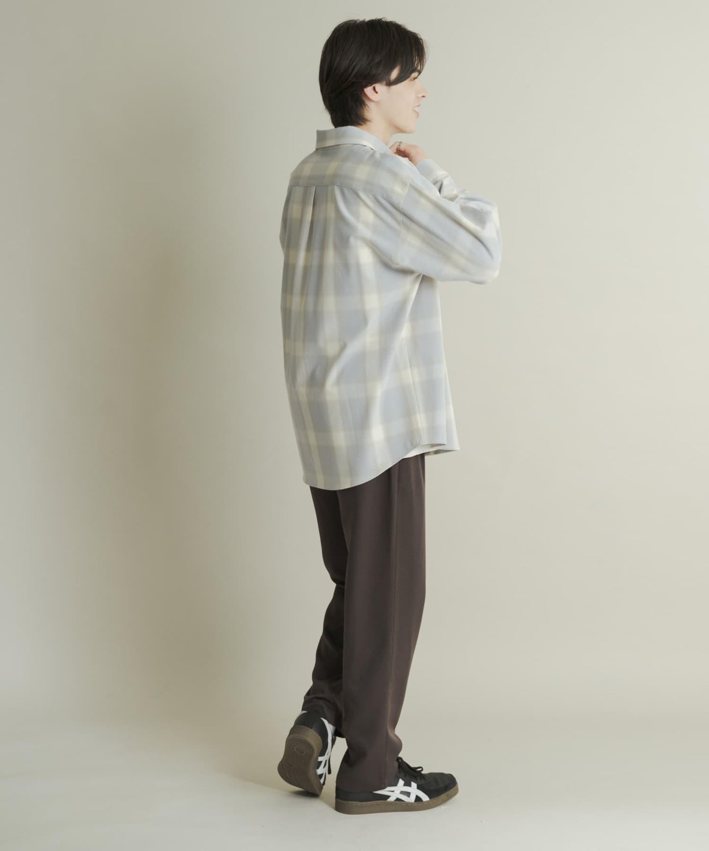 羊毛感雙褶錐形褲