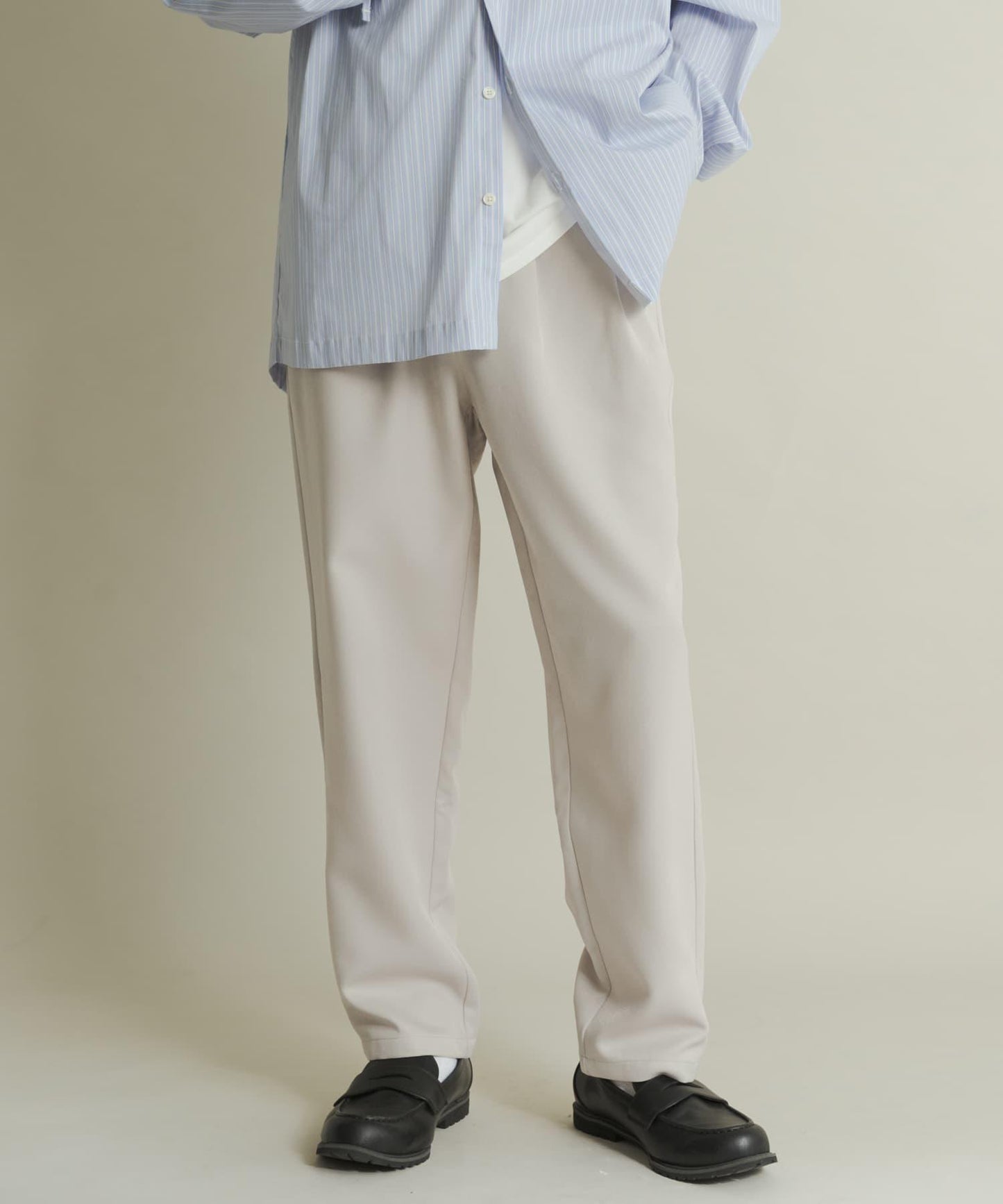 羊毛感雙褶錐形褲