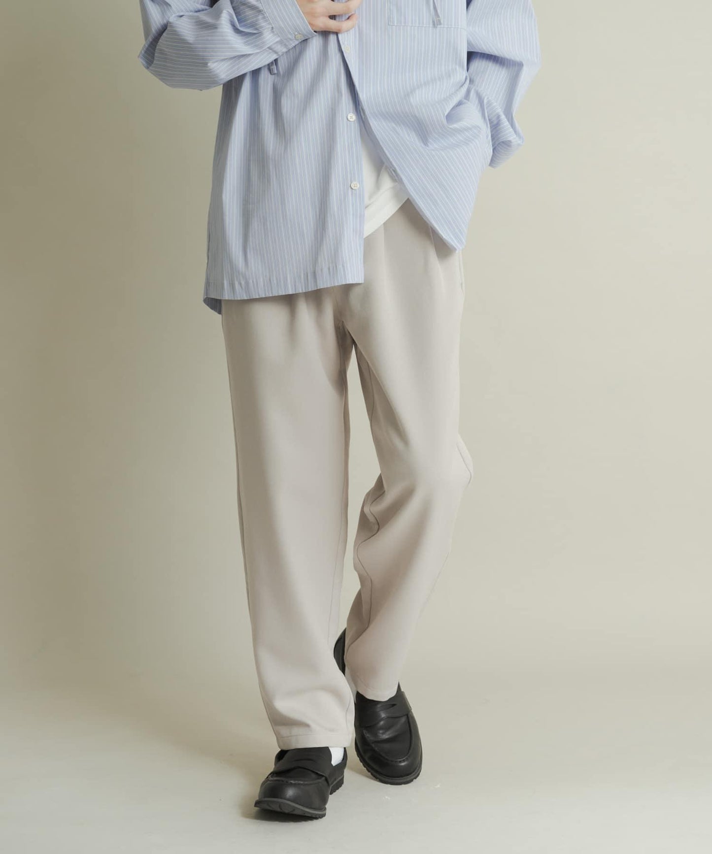 羊毛感雙褶錐形褲