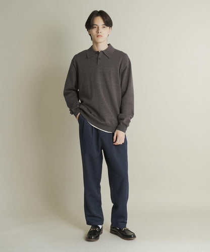 羊毛感雙褶錐形褲