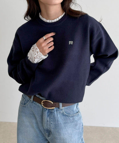 蕾絲袖口荷葉邊長袖T恤