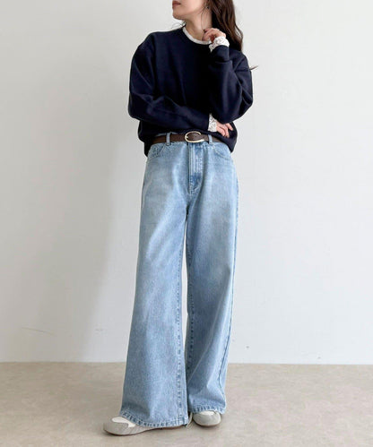 蕾絲袖口荷葉邊長袖T恤