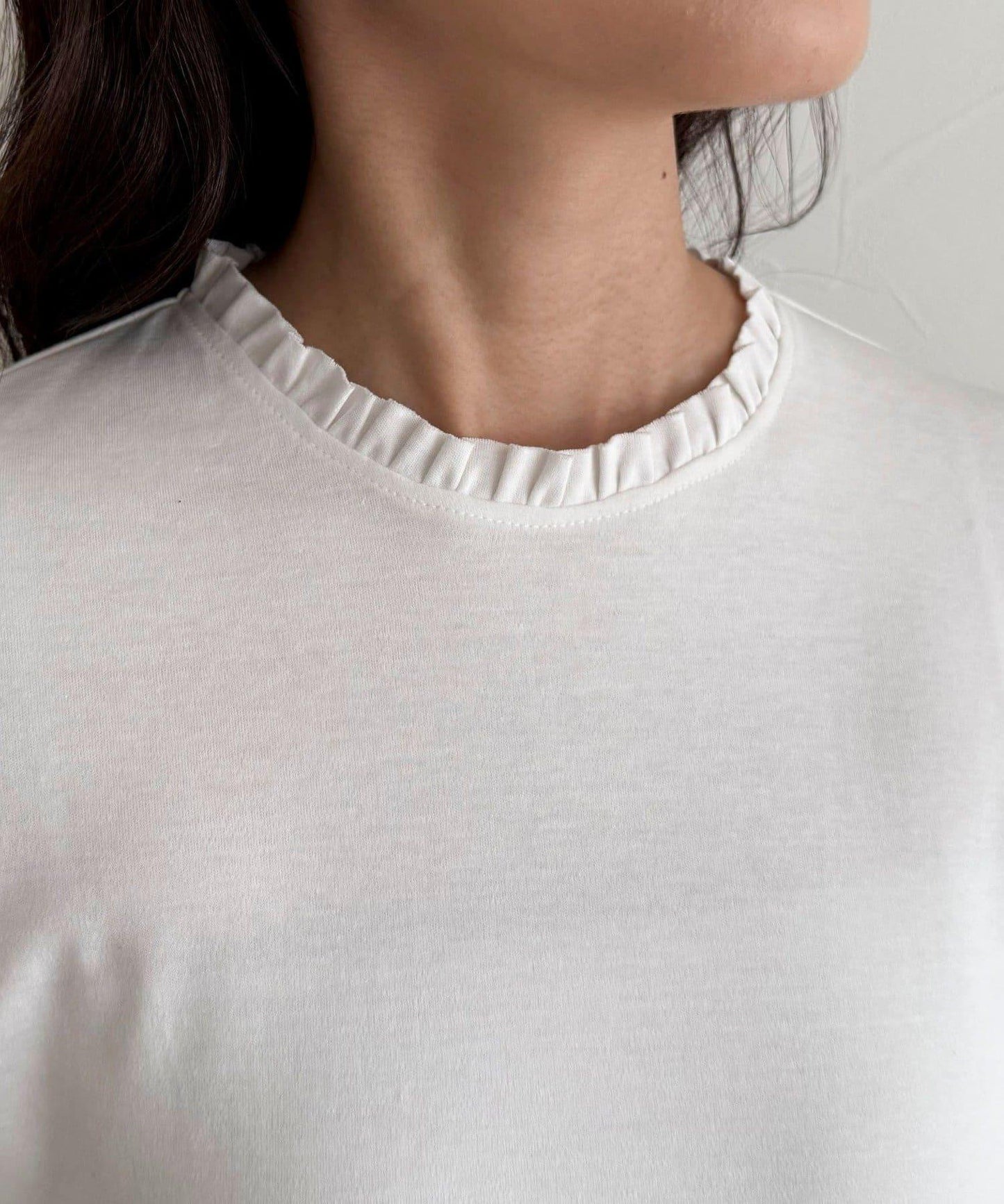 蕾絲袖口荷葉邊長袖T恤