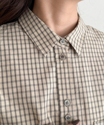 格紋刺繡襯衫