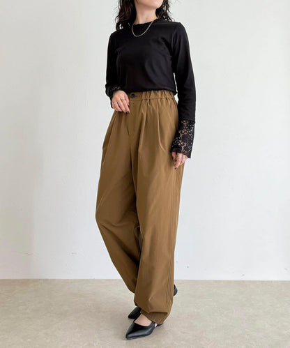 蕾絲袖口荷葉邊長袖T恤