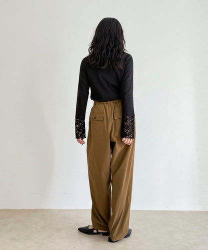 蕾絲袖口荷葉邊長袖T恤