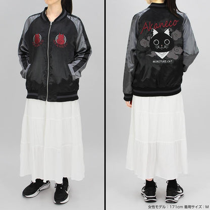 《拉麵赤貓》_M碼_副款刺繡棒球夾克/黑色