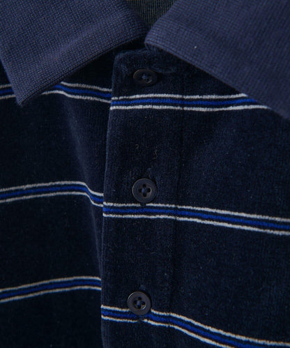 【Discoat】【男女同款】天鵝絨條紋POLO衫