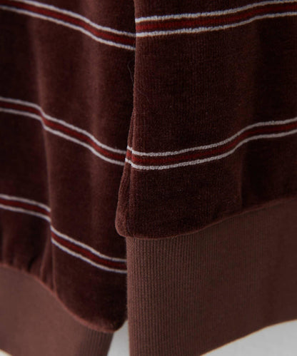 【Discoat】【男女同款】天鵝絨條紋POLO衫