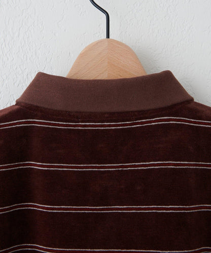 【Discoat】【男女同款】天鵝絨條紋POLO衫