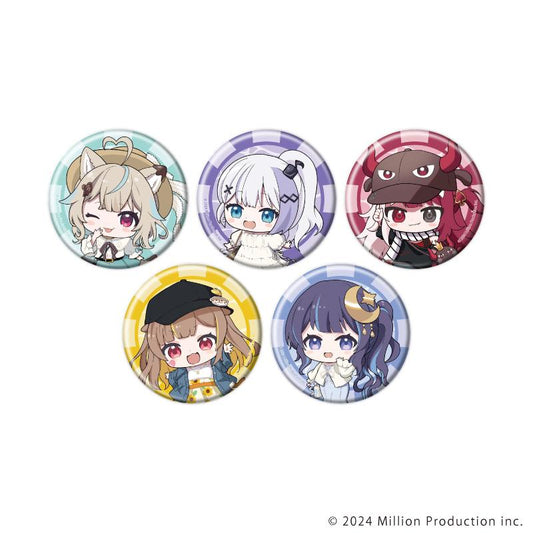 Million Production_徽章04/夏日約會版 全套（共5種）（Q版角色插畫）【全套/5個裝】