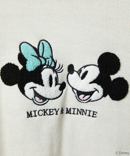 Mickey Mouse＆Minnie Mouse/米老鼠＆米妮/相良刺繡寬鬆針織衫