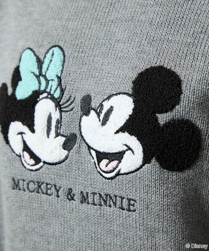 Mickey Mouse＆Minnie Mouse/米老鼠＆米妮/相良刺繡寬鬆針織衫