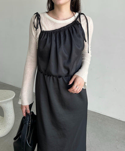 【CAPRICIEUX LE'MAGE】不對稱兩穿吊帶連衣裙